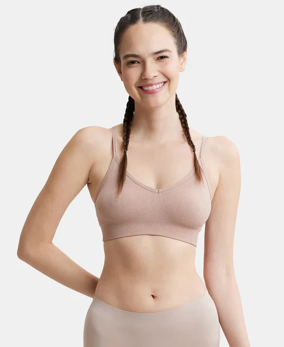 Jockey FE74 Women's Wirefree Seamfree Non-Padded Micro Touch Nylon Elastane Stretch Full Coverage Bra with Optional Cross Back Styling