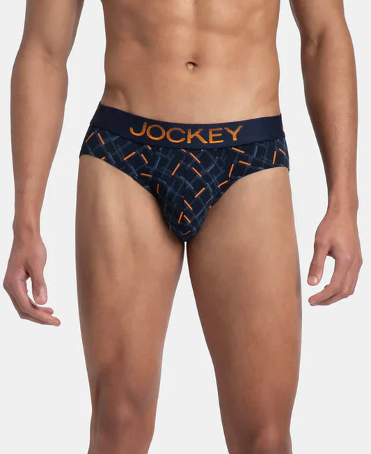Jockey FP22 Men's Super Combed Cotton Elastane Printed Brief with Ultrasoft Waistband