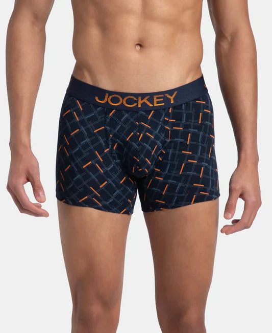 Jockey FP23 Men's Super Combed Cotton Elastane Stretch Printed Trunk with Ultrasoft Waistband