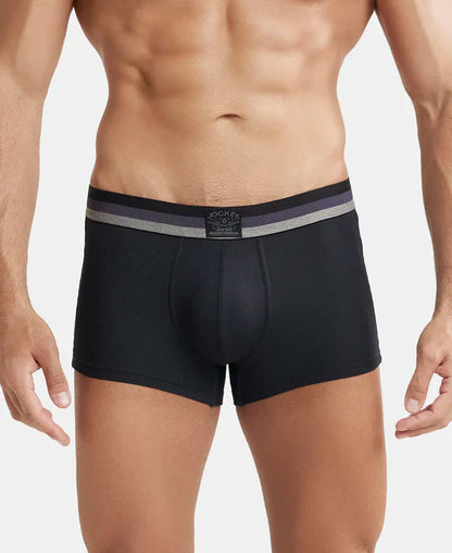 Jockey HG14 Men's Microfiber Elastane Stretch Rib Solid Trunk with StayDry Treatment