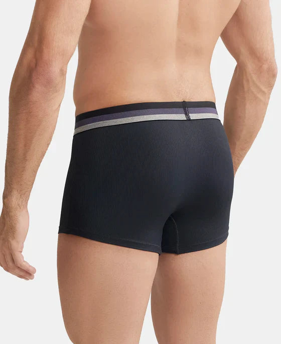 Jockey HG14 Men's Microfiber Elastane Stretch Rib Solid Trunk with StayDry Treatment