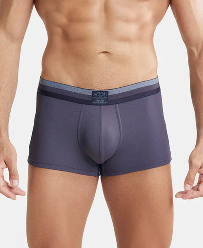 Jockey HG14 Men's Microfiber Elastane Stretch Rib Solid Trunk with StayDry Treatment