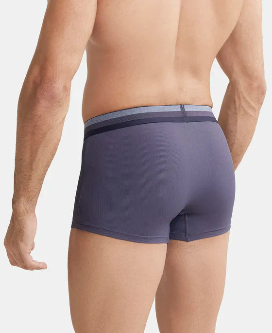 Jockey HG14 Men's Microfiber Elastane Stretch Rib Solid Trunk with StayDry Treatment
