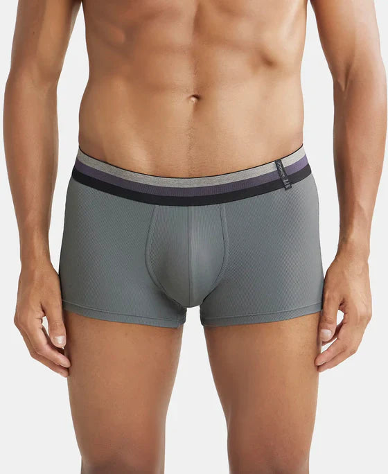 Jockey HG14 Men's Microfiber Elastane Stretch Rib Solid Trunk with StayDry Treatment