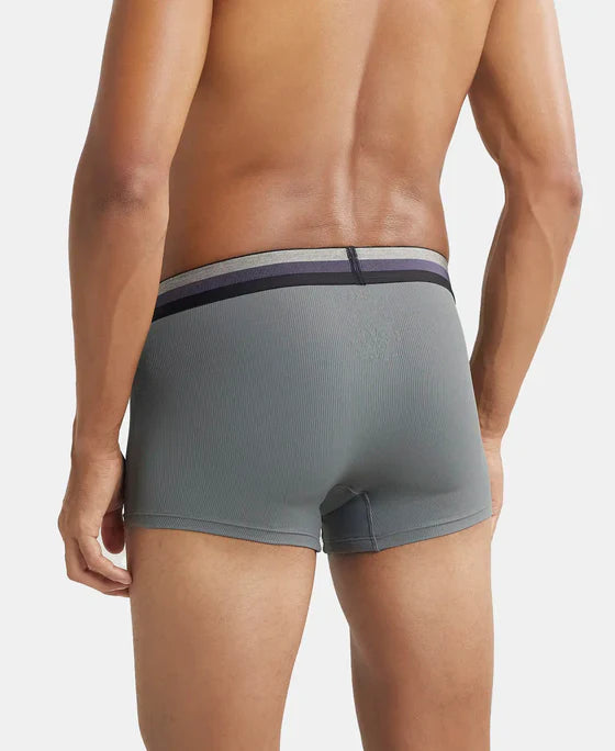 Jockey HG14 Men's Microfiber Elastane Stretch Rib Solid Trunk with StayDry Treatment