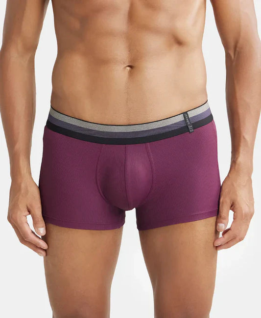 Jockey HG14 Men's Microfiber Elastane Stretch Rib Solid Trunk with StayDry Treatment
