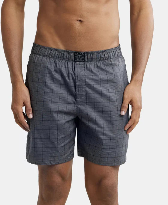 Jockey HG18 Men's Tencel Lyocell Cotton Checkered Boxer Shorts with Side Pocket