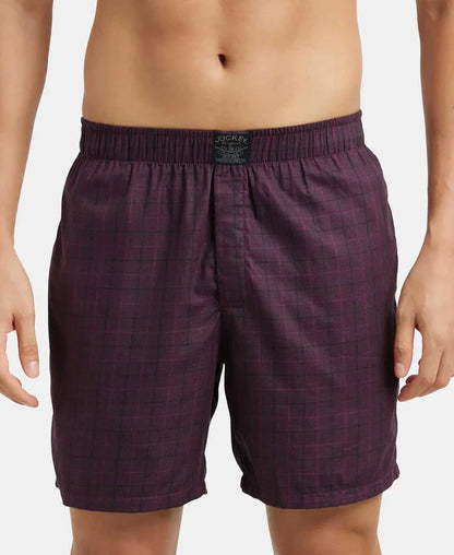 Jockey HG18 Men's Tencel Lyocell Cotton Checkered Boxer Shorts with Side Pocket