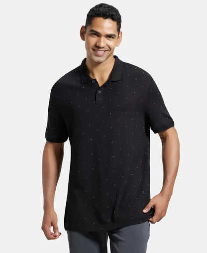 Jockey IM16 Men's Tencel Micro Modal and Cotton Blend Printed Half Sleeve Polo T-Shirt
