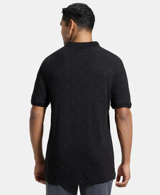 Jockey IM16 Men's Tencel Micro Modal and Cotton Blend Printed Half Sleeve Polo T-Shirt
