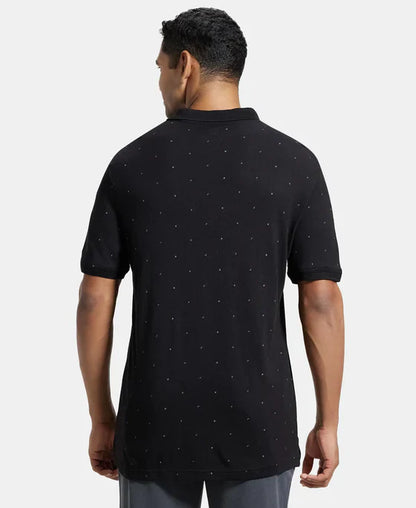 Jockey IM16 Men's Tencel Micro Modal and Cotton Blend Printed Half Sleeve Polo T-Shirt