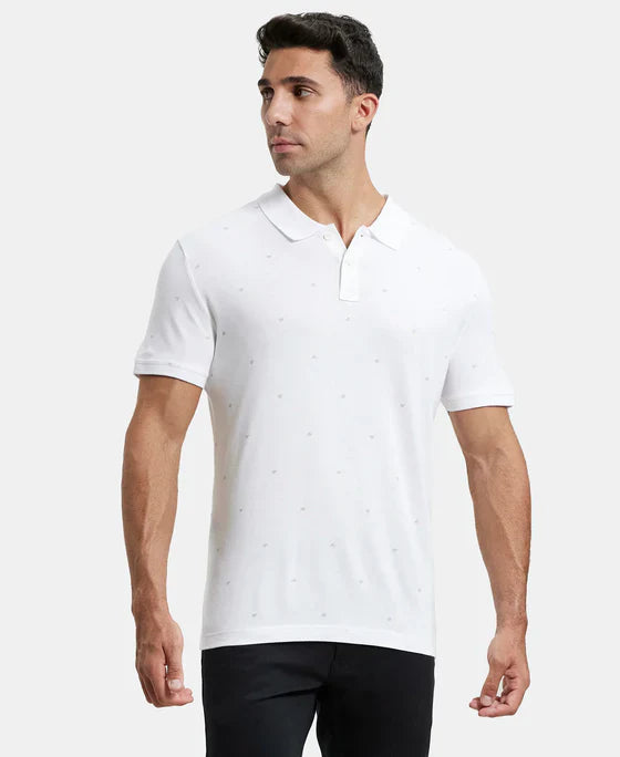 Jockey IM16 Men's Tencel Micro Modal and Cotton Blend Printed Half Sleeve Polo T-Shirt