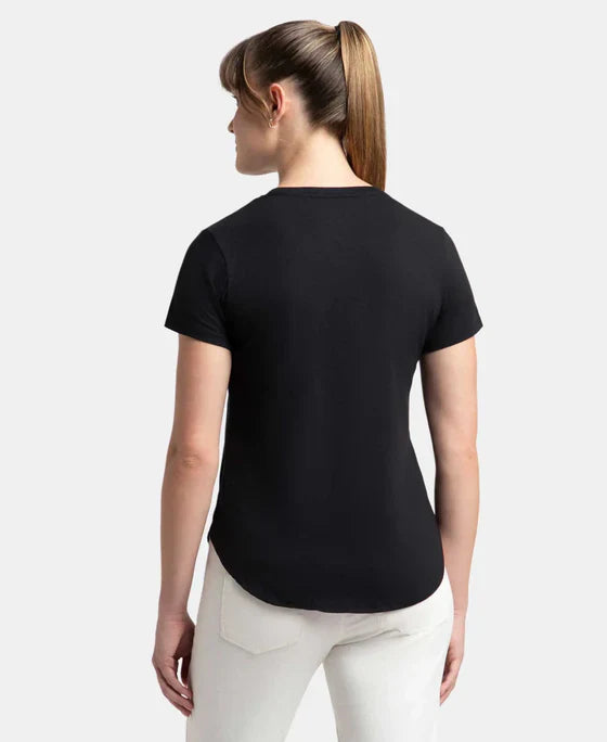 Jockey IW31 Women's Micro Modal Fiber Relaxed Fit Graphic Print Round Neck Half Sleeve T-Shirt with Curved Hem Styling