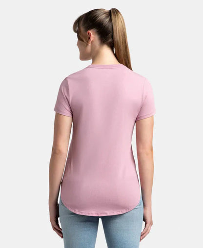 Jockey IW31 Women's Micro Modal Fiber Relaxed Fit Graphic Print Round Neck Half Sleeve T-Shirt with Curved Hem Styling