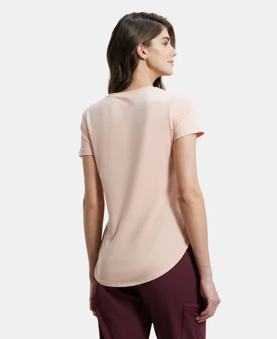 Jockey IW31 Women's Micro Modal Fiber Relaxed Fit Graphic Print Round Neck Half Sleeve T-Shirt with Curved Hem Styling