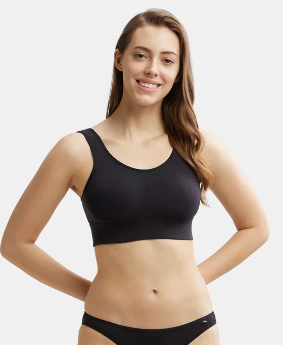 Jockey JW12 Women's Wirefree Padded Tencel Lyocell Elastane Full Coverage Lounge Bra with StayFresh Properties and Removable Pads.