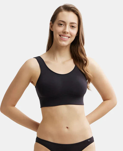 Jockey JW12 Women's Wirefree Padded Tencel Lyocell Elastane Full Coverage Lounge Bra with StayFresh Properties and Removable Pads.