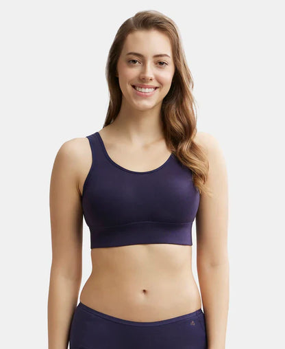 Jockey JW12 Women's Wirefree Padded Tencel Lyocell Elastane Full Coverage Lounge Bra with StayFresh Properties and Removable Pads.