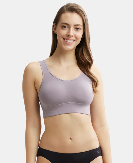 Jockey JW12 Women's Wirefree Padded Tencel Lyocell Elastane Full Coverage Lounge Bra with StayFresh Properties and Removable Pads.