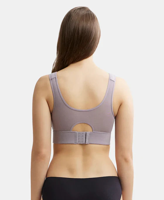 Jockey JW12 Women's Wirefree Padded Tencel Lyocell Elastane Full Coverage Lounge Bra with StayFresh Properties and Removable Pads.