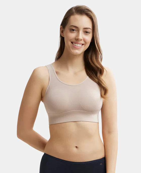 Jockey JW12 Women's Wirefree Padded Tencel Lyocell Elastane Full Coverage Lounge Bra with StayFresh Properties and Removable Pads.