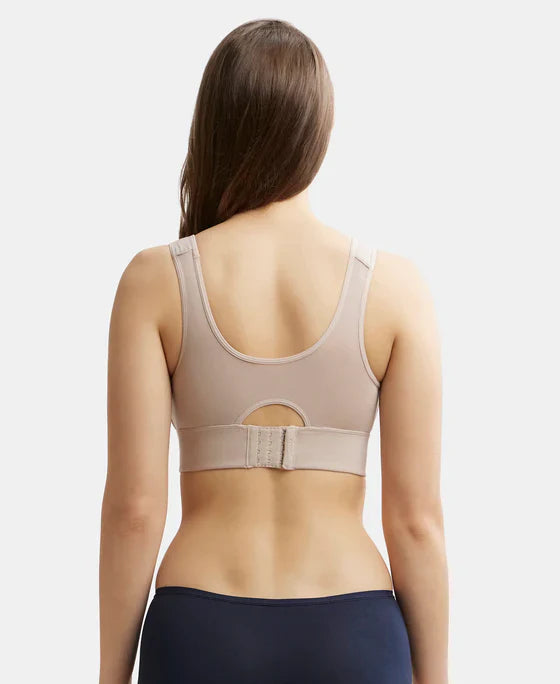 Jockey JW12 Women's Wirefree Padded Tencel Lyocell Elastane Full Coverage Lounge Bra with StayFresh Properties and Removable Pads.