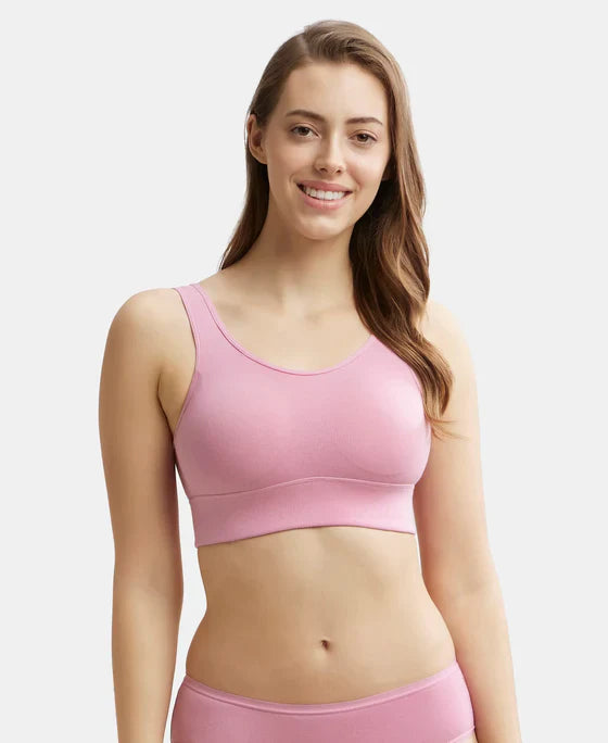 Jockey JW12 Women's Wirefree Padded Tencel Lyocell Elastane Full Coverage Lounge Bra with StayFresh Properties and Removable Pads.