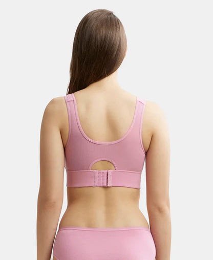 Jockey JW12 Women's Wirefree Padded Tencel Lyocell Elastane Full Coverage Lounge Bra with StayFresh Properties and Removable Pads.