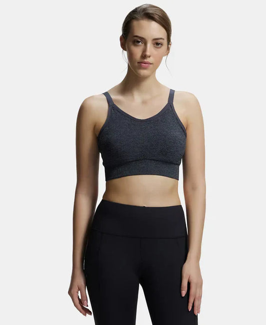 Jockey MI17 Women's Wirefree Padded Recycled Polyester Racer Back Styling Sports Bra with StayFresh Treatment.