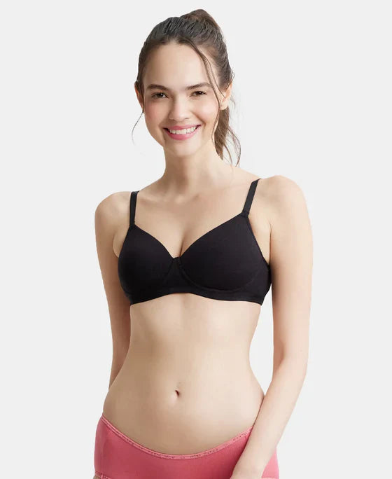 Jockey MJ20 Women's Wirefree Padded Cotton Elastane Full Coverage Slip-On Beginners Bra