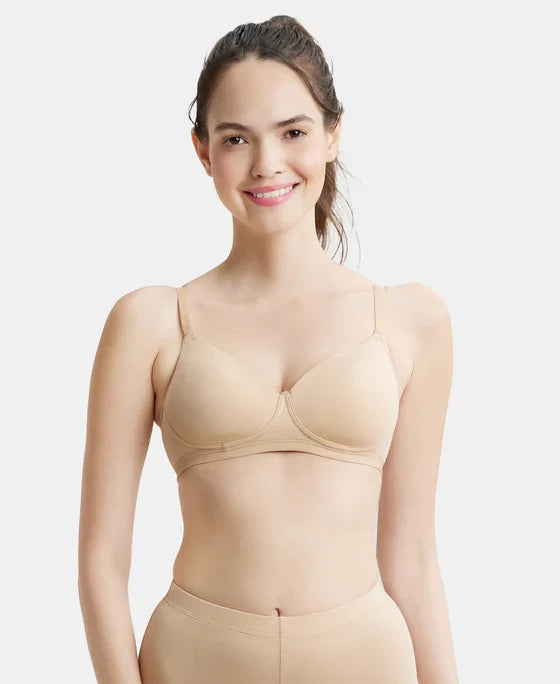 Jockey MJ20 Women's Wirefree Padded Cotton Elastane Full Coverage Slip-On Beginners Bra