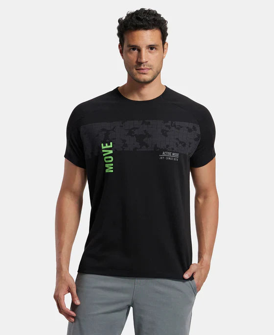 Jockey MV02  Men's Super Combed Cotton Blend Graphic Printed Round Neck Half Sleeve T-Shirt with Stay Fresh Treatment