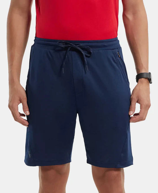 Jockey MV10 Men's Microfiber Elastane Stretch Straight Fit Solid Shorts with Zipper Pockets and Stay Fresh Treatment