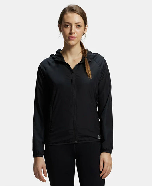Jockey MW50 Women's Microfiber Relaxed Fit Raglan Styled Water Resistant Hoodie Jacket with StayDry Treatment