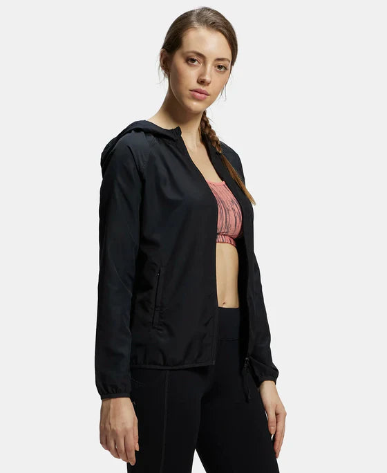 Jockey MW50 Women's Microfiber Relaxed Fit Raglan Styled Water Resistant Hoodie Jacket with StayDry Treatment