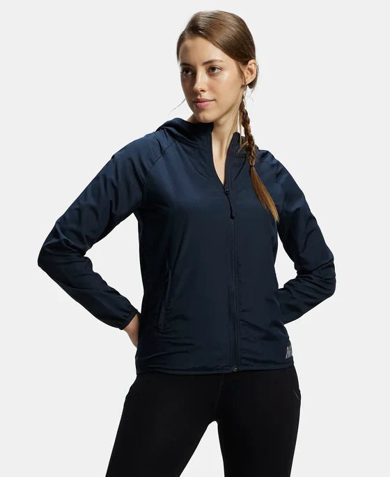 Jockey MW50 Women's Microfiber Relaxed Fit Raglan Styled Water Resistant Hoodie Jacket with StayDry Treatment
