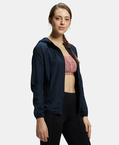 Jockey MW50 Women's Microfiber Relaxed Fit Raglan Styled Water Resistant Hoodie Jacket with StayDry Treatment
