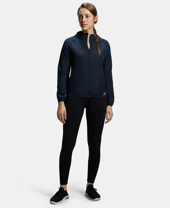 Jockey MW50 Women's Microfiber Relaxed Fit Raglan Styled Water Resistant Hoodie Jacket with StayDry Treatment