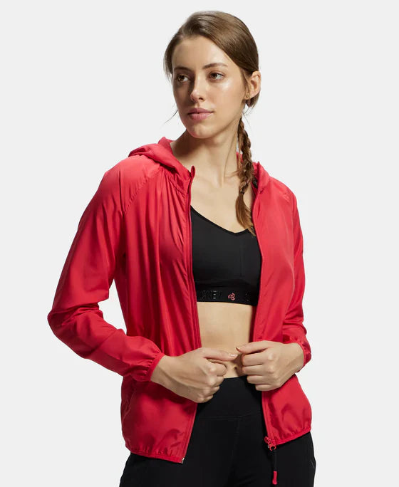 Jockey MW50 Women's Microfiber Relaxed Fit Raglan Styled Water Resistant Hoodie Jacket with StayDry Treatment