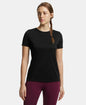 Jockey MW71 Women's Microfiber Polyester Fabric Relaxed Fit Solid Round Neck Half Sleeve T-Shirt