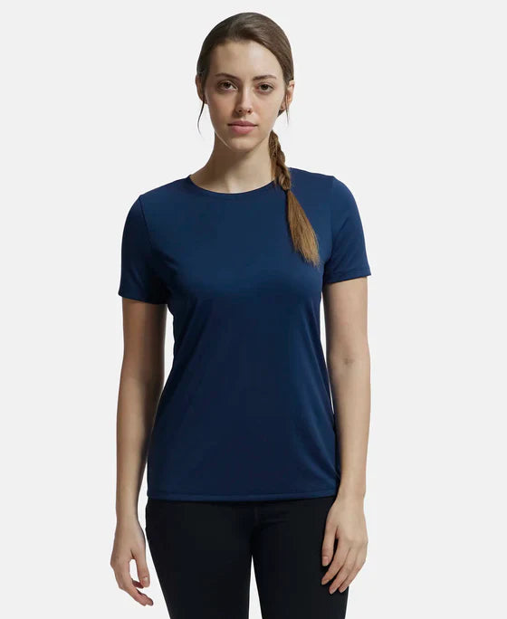 Jockey MW71 Women's Microfiber Polyester Fabric Relaxed Fit Solid Round Neck Half Sleeve T-Shirt