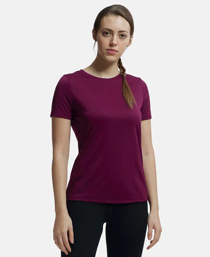 Jockey MW71 Women's Microfiber Polyester Fabric Relaxed Fit Solid Round Neck Half Sleeve T-Shirt