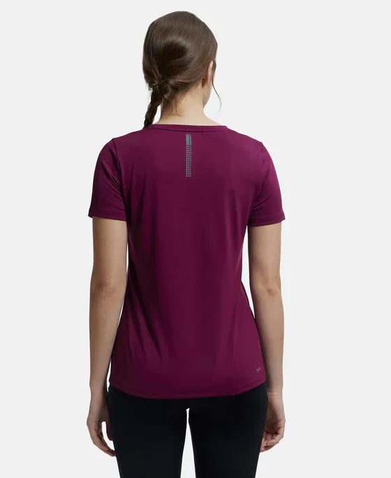 Jockey MW71 Women's Microfiber Polyester Fabric Relaxed Fit Solid Round Neck Half Sleeve T-Shirt