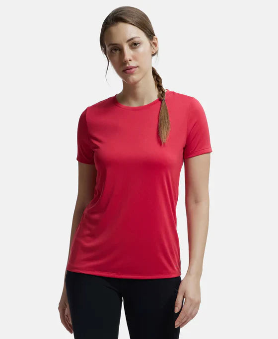 Jockey MW71 Women's Microfiber Polyester Fabric Relaxed Fit Solid Round Neck Half Sleeve T-Shirt