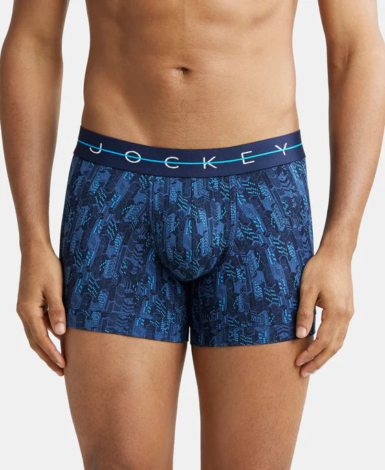 Jockey NY02 Men's Super Combed Cotton Elastane Printed Trunk with Ultrasoft Waistband