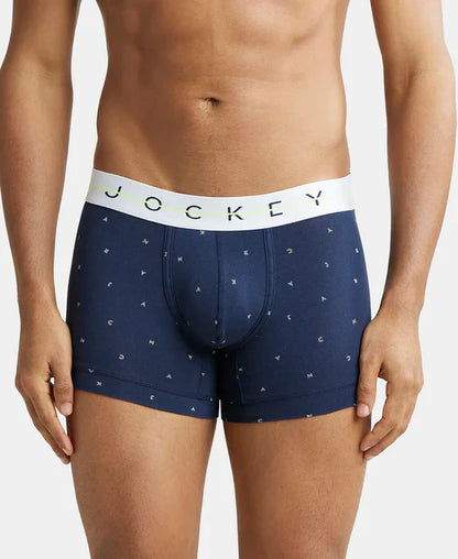 Jockey NY02 Men's Super Combed Cotton Elastane Printed Trunk with Ultrasoft Waistband