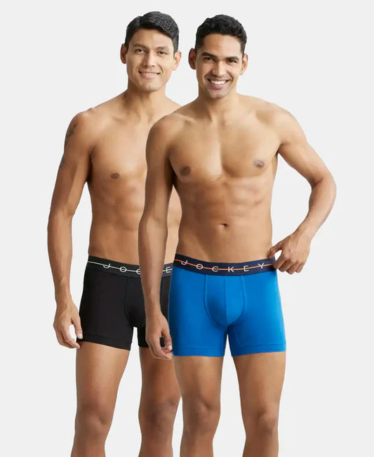 Jockey US07 Super Combed Cotton Elastane Stretch Solid Trunk With Ultrasoft Waistband (Pack Of 2)