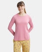Jockey RX21 Women's Micro Modal Cotton Relaxed Fit Solid Round Neck Full Sleeve T-Shirt with Curved Hem Styling