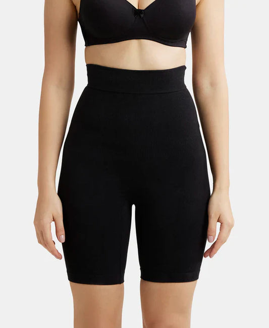 Jockey SH08 Women's High-Waist Cotton Rich Elastane Stretch Seamfree Shorts Shapewear with Breathable Inner Thigh Panel