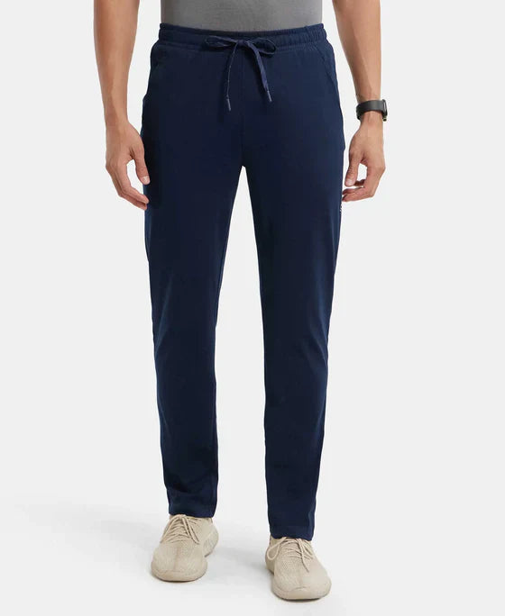 Jockey SP27 Men's Super Combed Cotton Rich Slim Fit Trackpants with Zipper Pockets and StayFresh Treatment